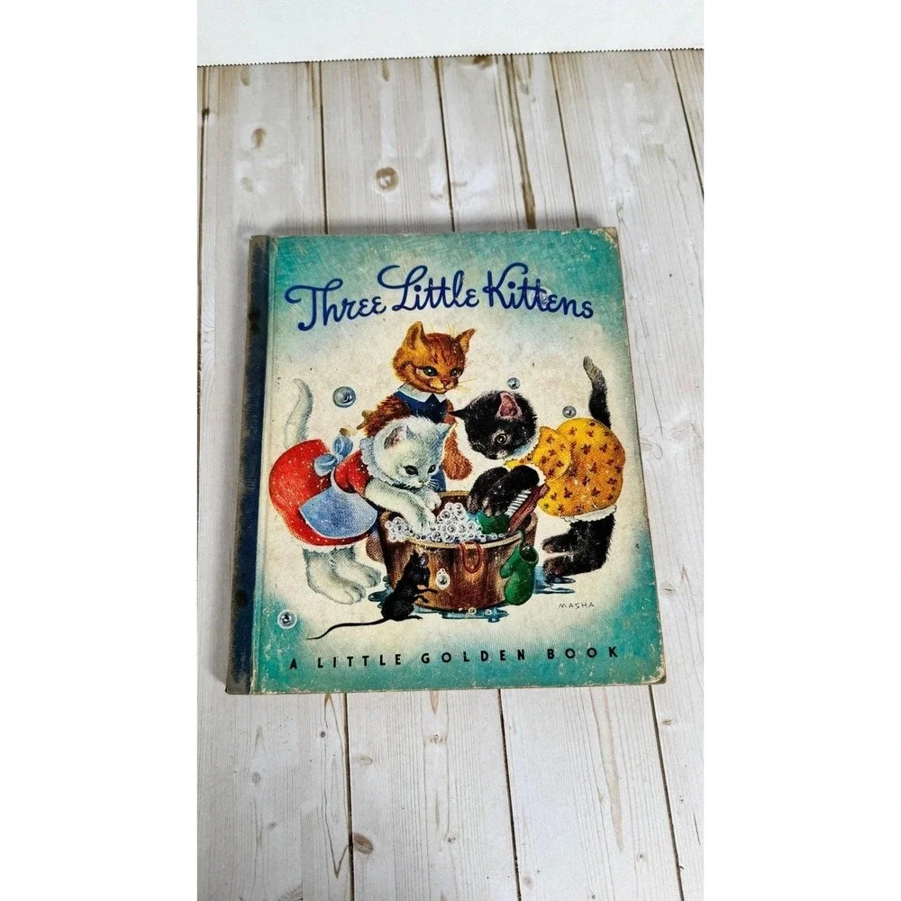 Three‎ Little Kittens Masha 1942 Little Golden Book 3rd Printing Vintage Kids